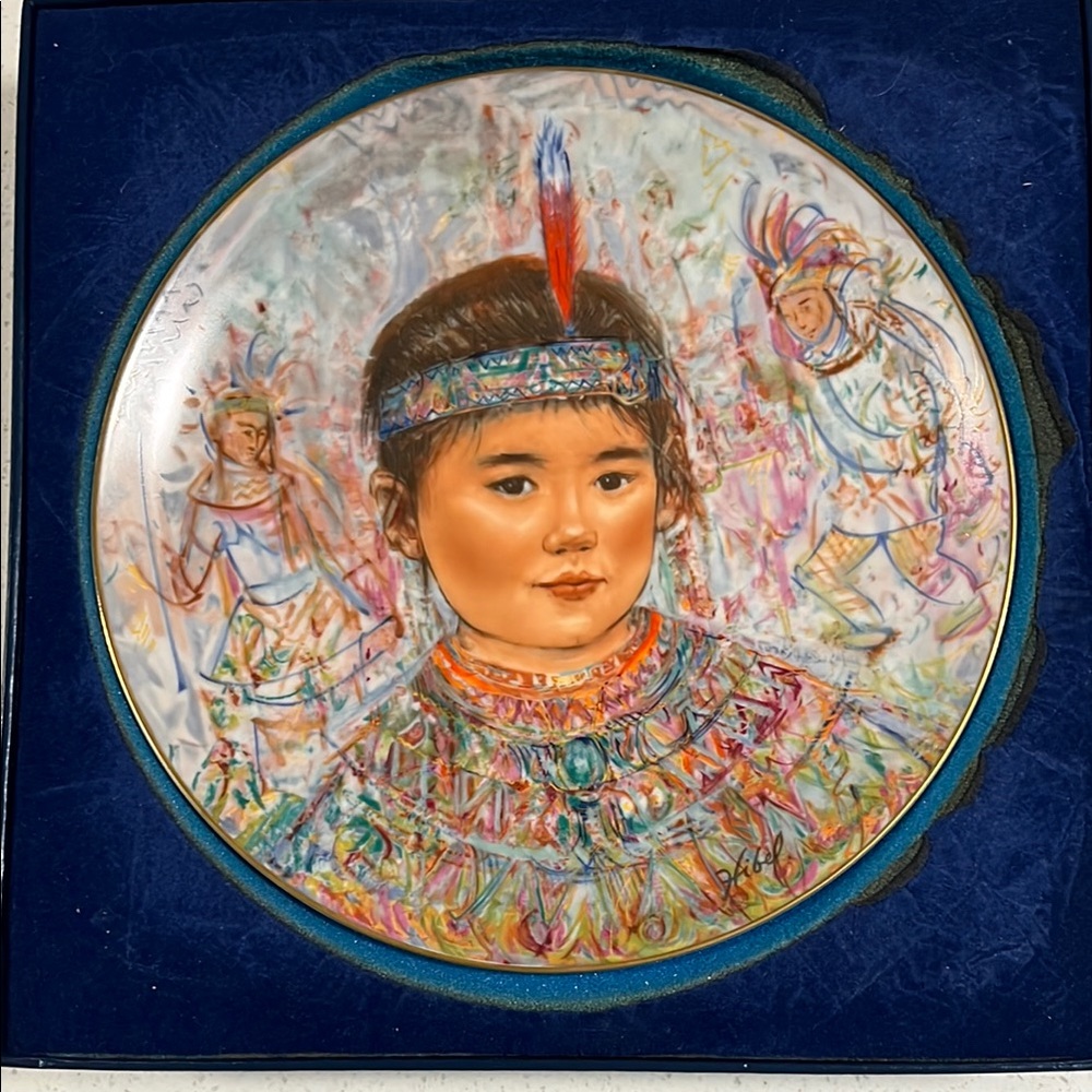 EDNA HIBEL Plate CHIEF RED FEATHER part of the “Nobility of Children” Series